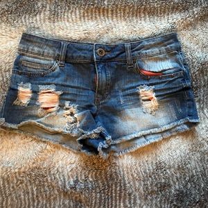 Highway distressed denim shorts